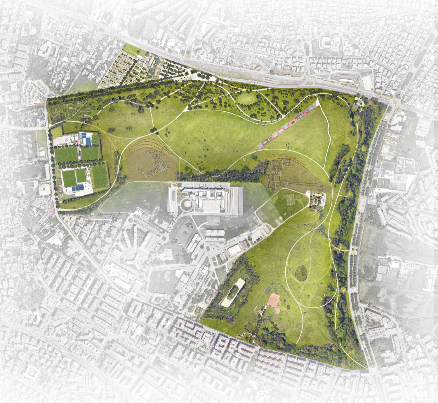 Render Parco Centocelle - progetto